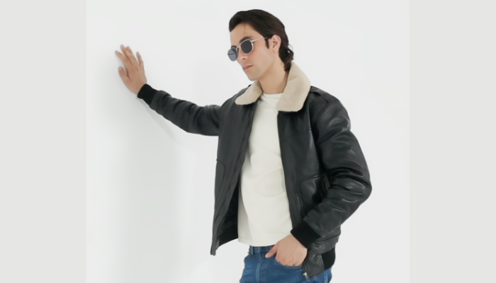 STREGA Men's Black Leather Bomber Aviator Jacket – Top Grain New